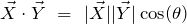 \begin{equation*} \vec{X} \cdot \vec{Y}\ =\ |\vec{X}| |\vec{Y}| \cos(\theta) \end{equation*}